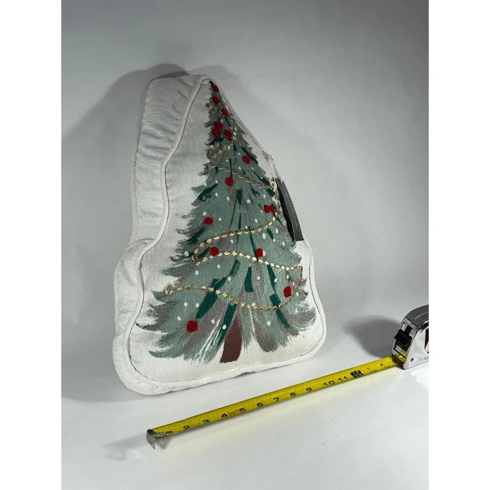Hallmark Christmas Tree Pillow White New Embroidered  Holiday Decor
